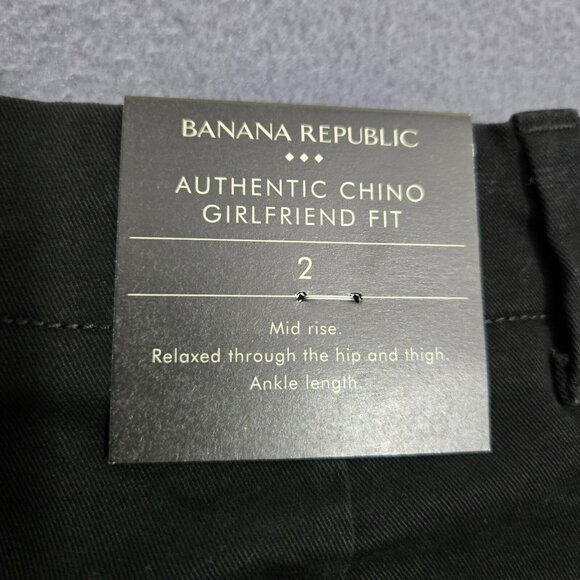 Banana Republic Pants Women 2 Black Authentic Girlfriend Mid Rise Raw Hem Chino - Picture 9 of 13